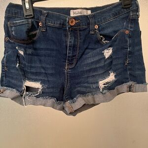 Mudd FLX Stretch Dark Wash Distressed Denim Shorts